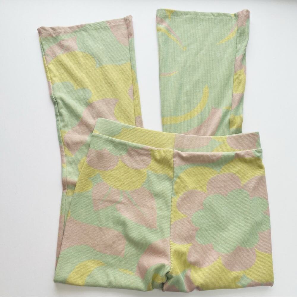 ZARA Pastel Retro Jacquard Flare Pants - Picture 6 of 8